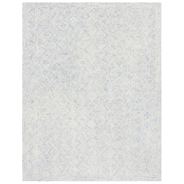 Safavieh 8 x 10 ft. Micro-Loop Rectanglar Handmade Wool Rug Blue & Ivory MLP538M-8 - main